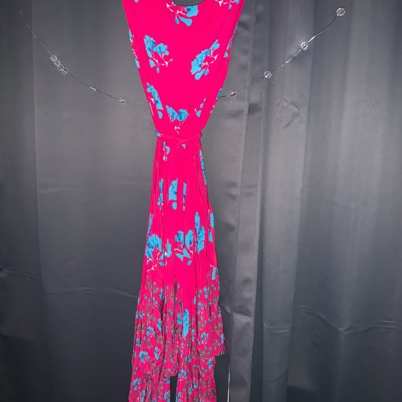 Maje Dress Rushia Asymmetric Cocktail, Pink & Blue Floral, Small, EUC - Picture 9 of 9